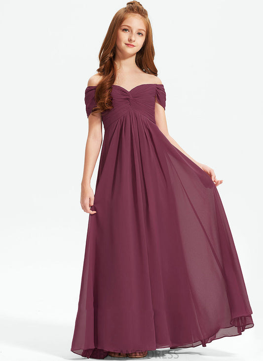 Ruffle With Chiffon Junior Bridesmaid Dresses A-Line Off-the-Shoulder Floor-Length Isabel