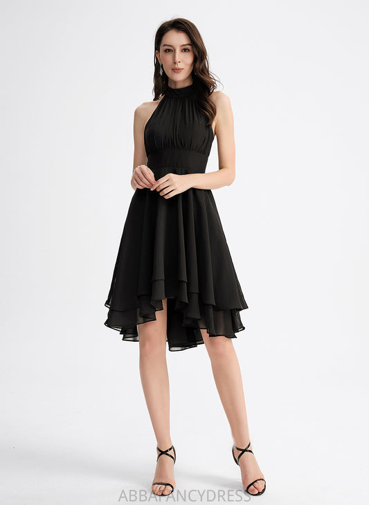 Pleated With Homecoming Dresses A-Line Homecoming Persis Asymmetrical Scoop Chiffon Dress Neck