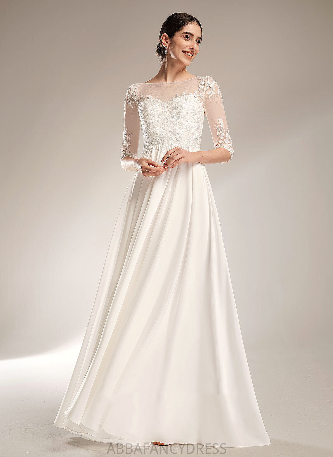 Sweep Dress Chiffon Train Sequins Illusion Maddison Wedding Dresses Wedding With A-Line