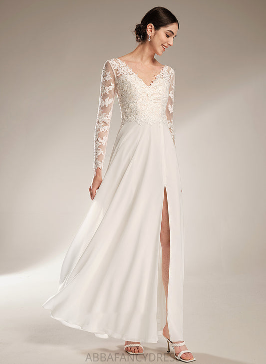 Wedding A-Line Wedding Dresses Front Floor-Length Sarah Dress With V-neck Split