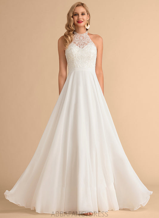 Chiffon Johanna Wedding Dresses Floor-Length Neck A-Line High Wedding Dress