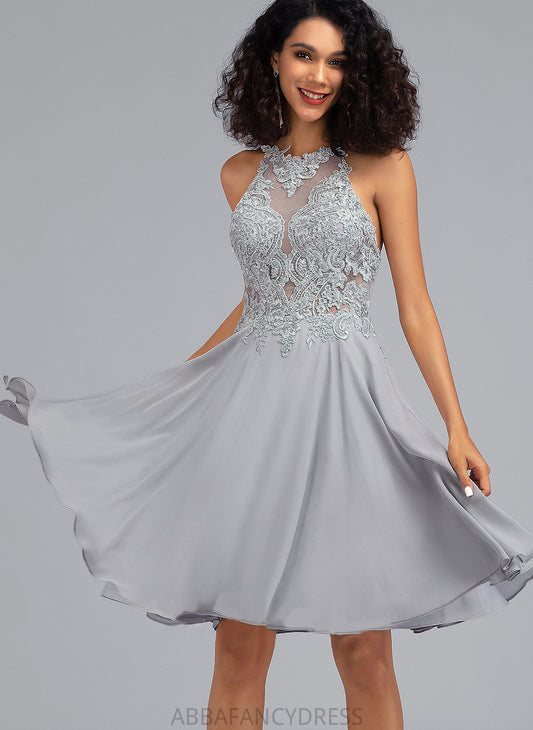 Jada Knee-Length Scoop Dress A-Line Homecoming Sequins With Homecoming Dresses Chiffon Neck