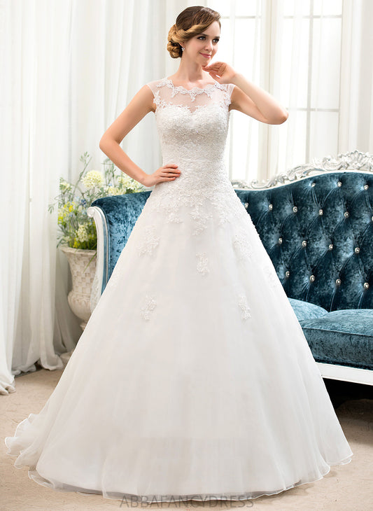 Illusion With Ball-Gown/Princess Organza Train Wedding Beading Lace Wedding Dresses Dress Sweep Sequins Tulle Lois