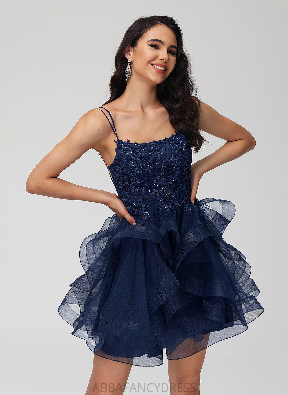 Lace Short/Mini Tulle Homecoming Neck Scoop Sequins With Ball-Gown/Princess Cierra Dress Homecoming Dresses