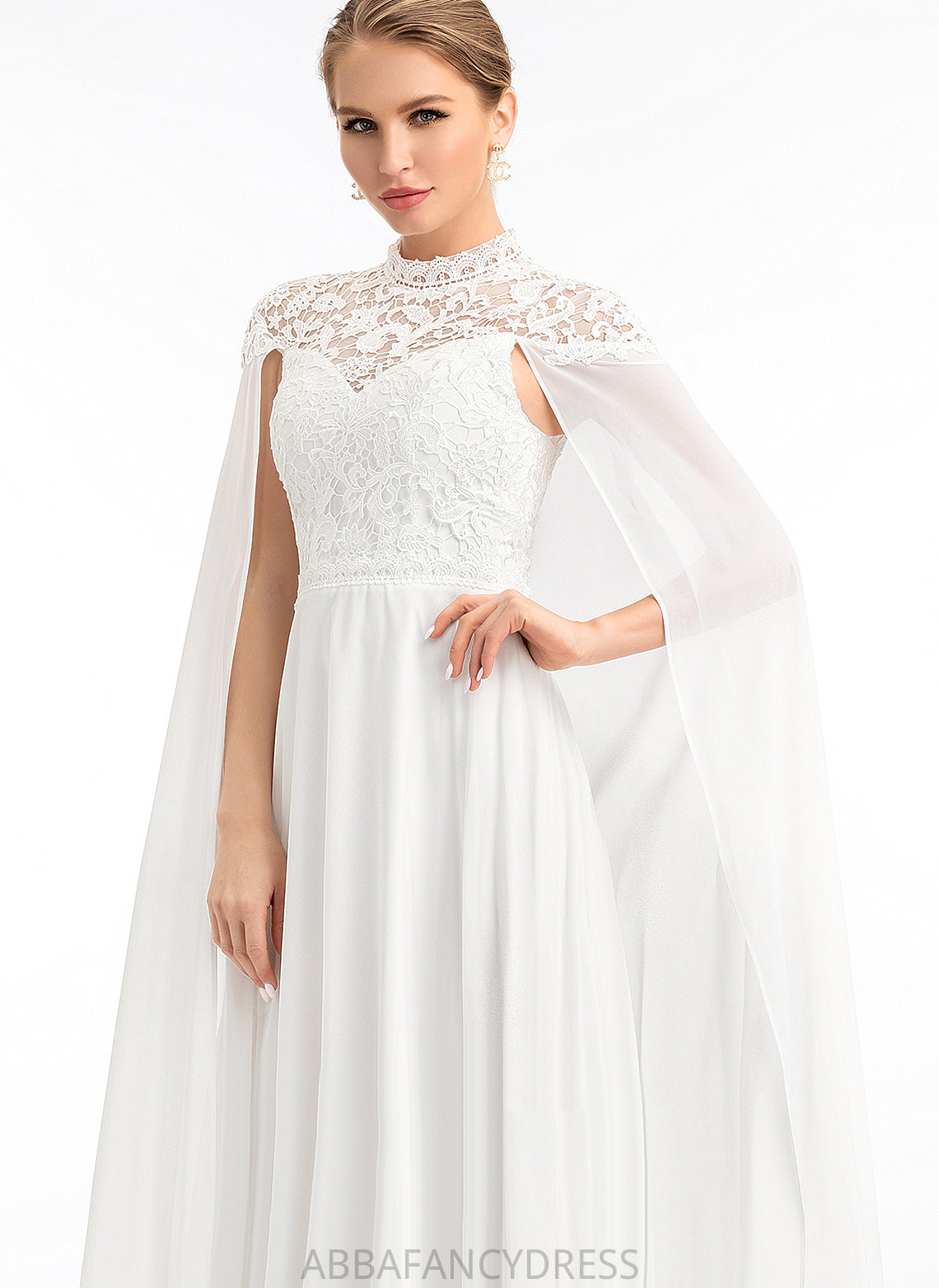 Neck Dress Chiffon Kira Wedding High Lace Floor-Length A-Line Wedding Dresses