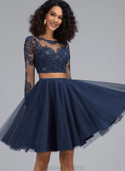 Short/Mini A-Line Neck Homecoming Lace Dress Homecoming Dresses With Makenna Scoop Tulle