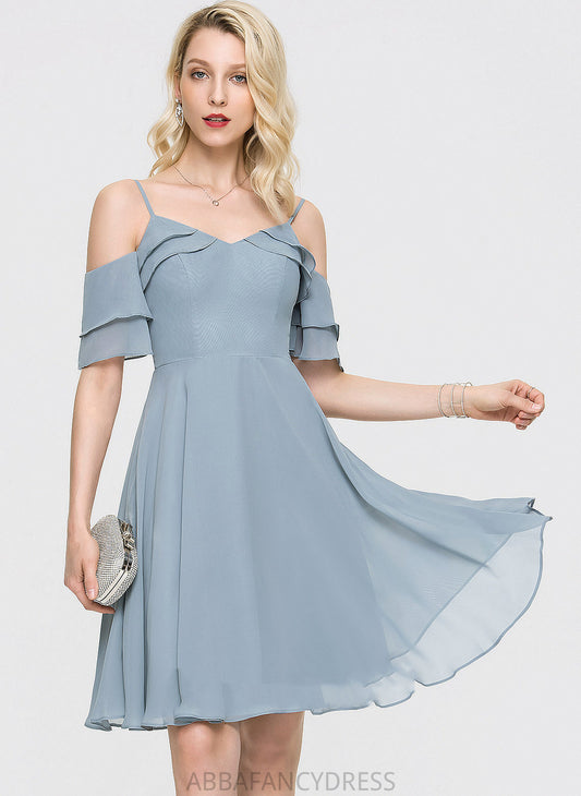 Homecoming Dresses A-Line Ruffles Madalyn With Cascading Homecoming V-neck Chiffon Dress Knee-Length