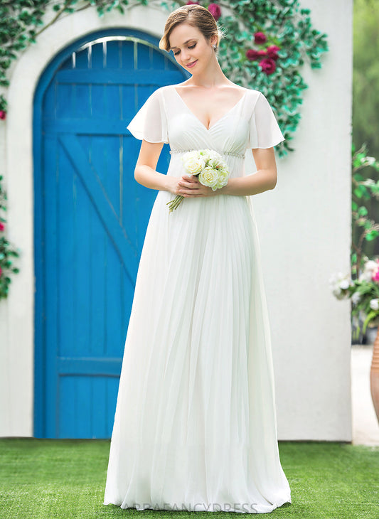 Wedding Dresses Dress Wedding With Empire Floor-Length Chiffon V-neck Beading Allyson Pleated