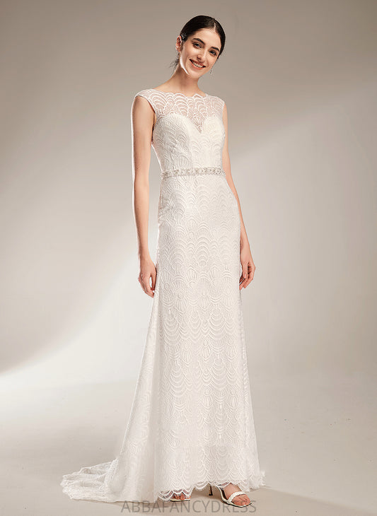 Scoop Dress Court Wedding Dresses Sheath/Column Nathalia Wedding Lace Train With Neck Sequins Beading