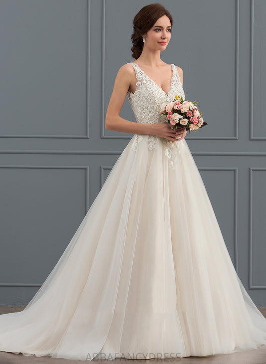 Lace V-neck Tulle Zara Ball-Gown/Princess Wedding Dresses Wedding Dress Train Court