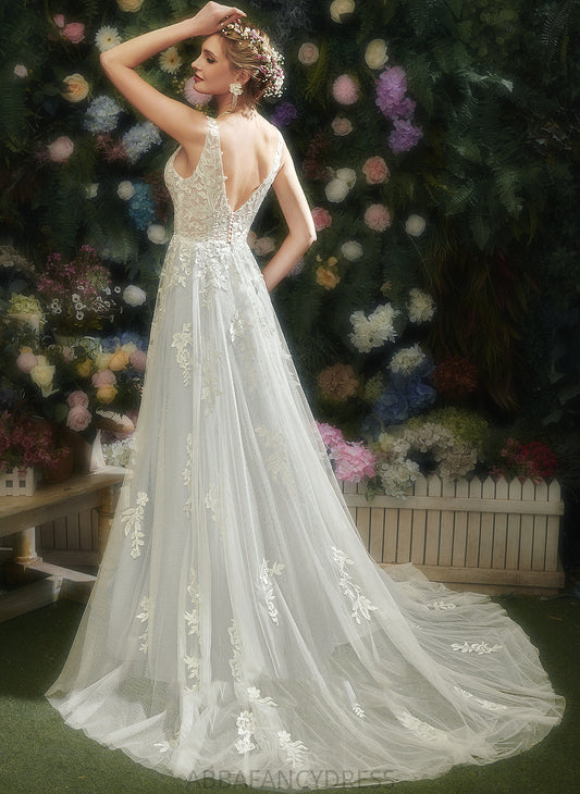 Wedding Dresses Court Train A-Line With V-neck Wedding Lace Laylah Tulle Dress