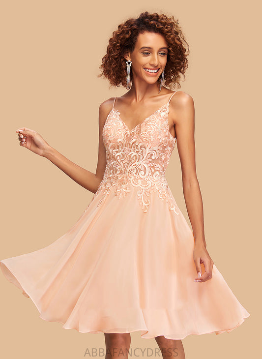 Homecoming Dresses Homecoming Lace Knee-Length Chiffon A-Line V-neck With Kayden Dress