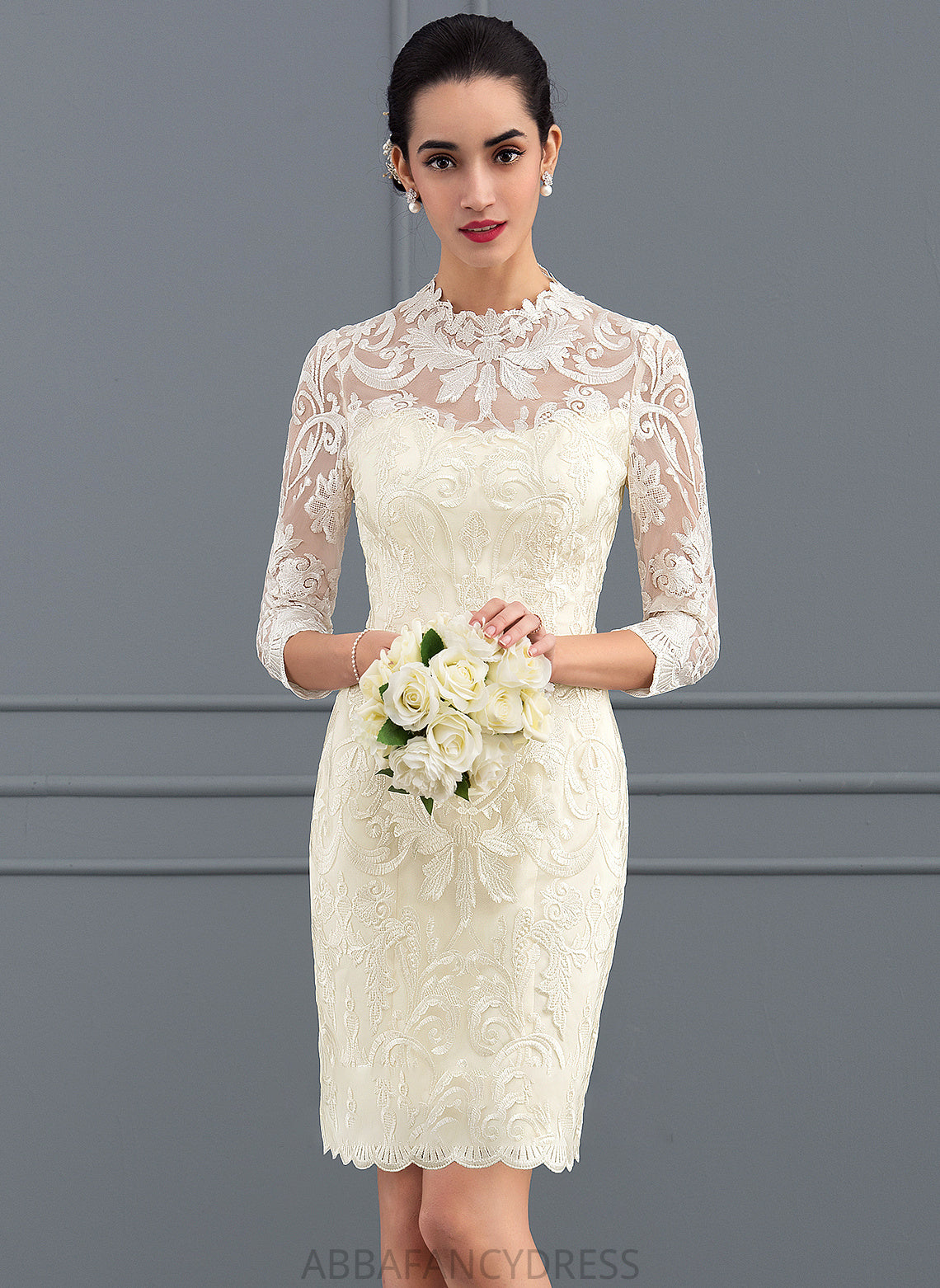 Dress Shyanne High Lace Wedding Knee-Length Wedding Dresses Sheath/Column Neck