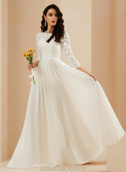 A-Line Train Sweep Wedding Neck Chiffon Lace With Wedding Dresses Dress Avery Scoop