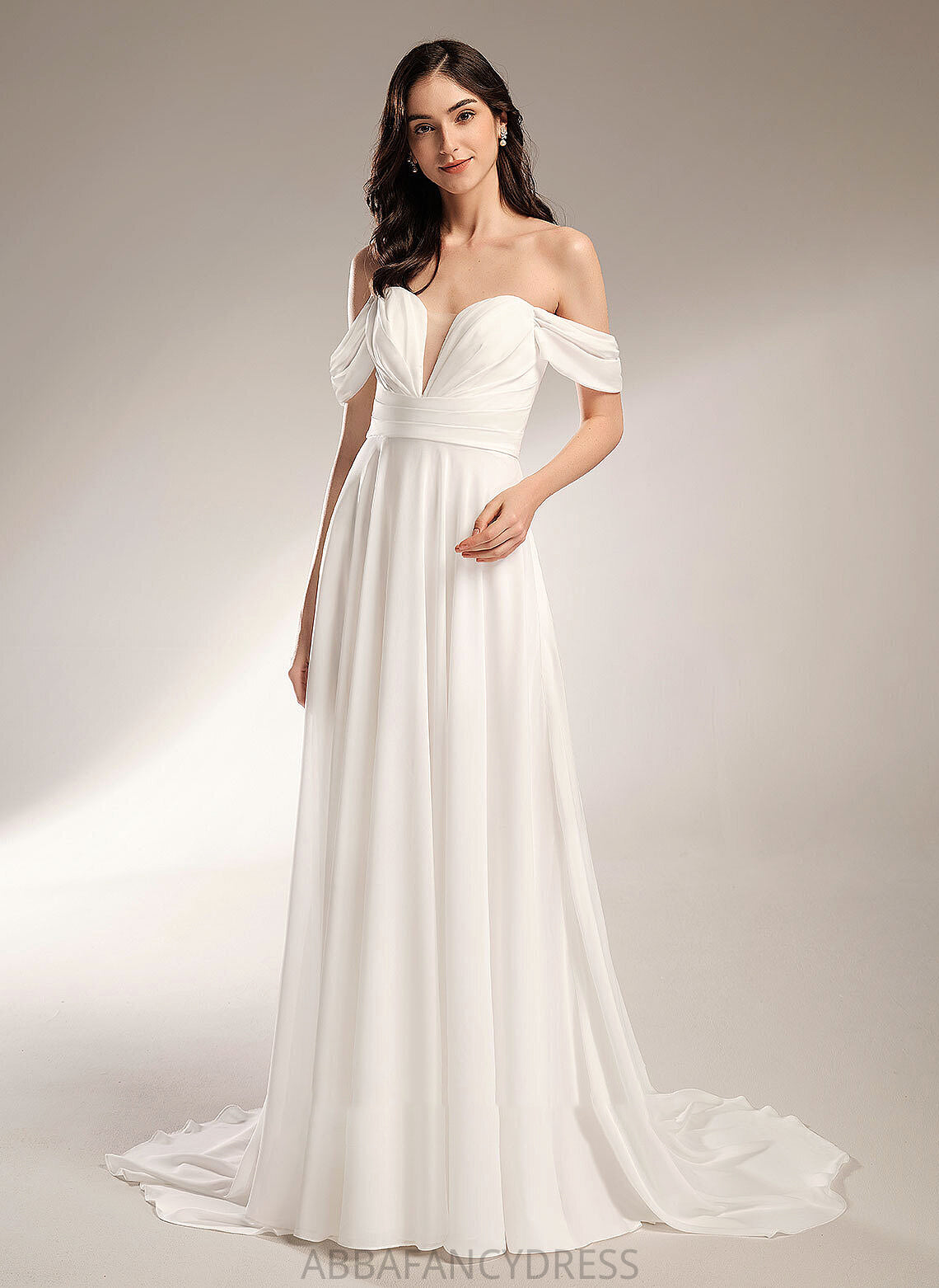 Wedding Train A-Line Dress Off-the-Shoulder With Court Wedding Dresses Tania Pleated