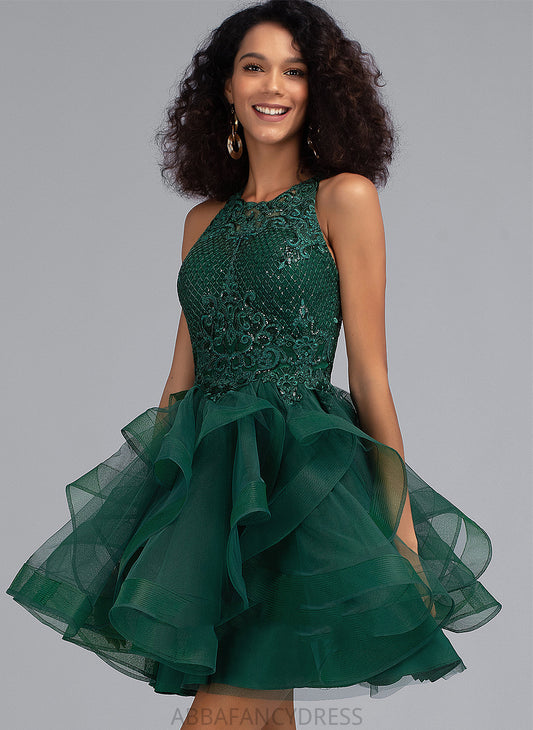 Short/Mini Lace Scoop With Homecoming Dresses Ball-Gown/Princess Sequins Homecoming Neck Tulle Kamari Dress