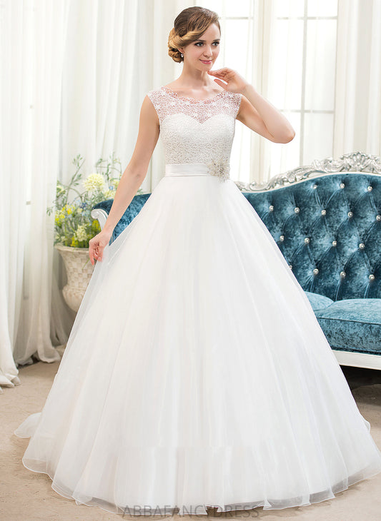 Satin Sequins Sweep Wedding Dresses Organza Lorna Wedding Lace Dress Beading Ball-Gown/Princess With Train