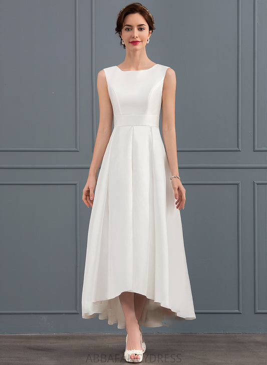 Square Jayda Wedding Satin Wedding Dresses Dress A-Line Asymmetrical Neckline