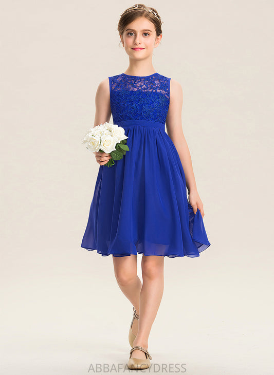 Scoop Neck Chiffon Lace Junior Bridesmaid Dresses Knee-Length Maribel A-Line