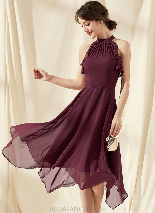 Cascading Homecoming Dresses Dress Scoop Homecoming Ruffles Tea-Length With Chiffon Aubrey A-Line Neck