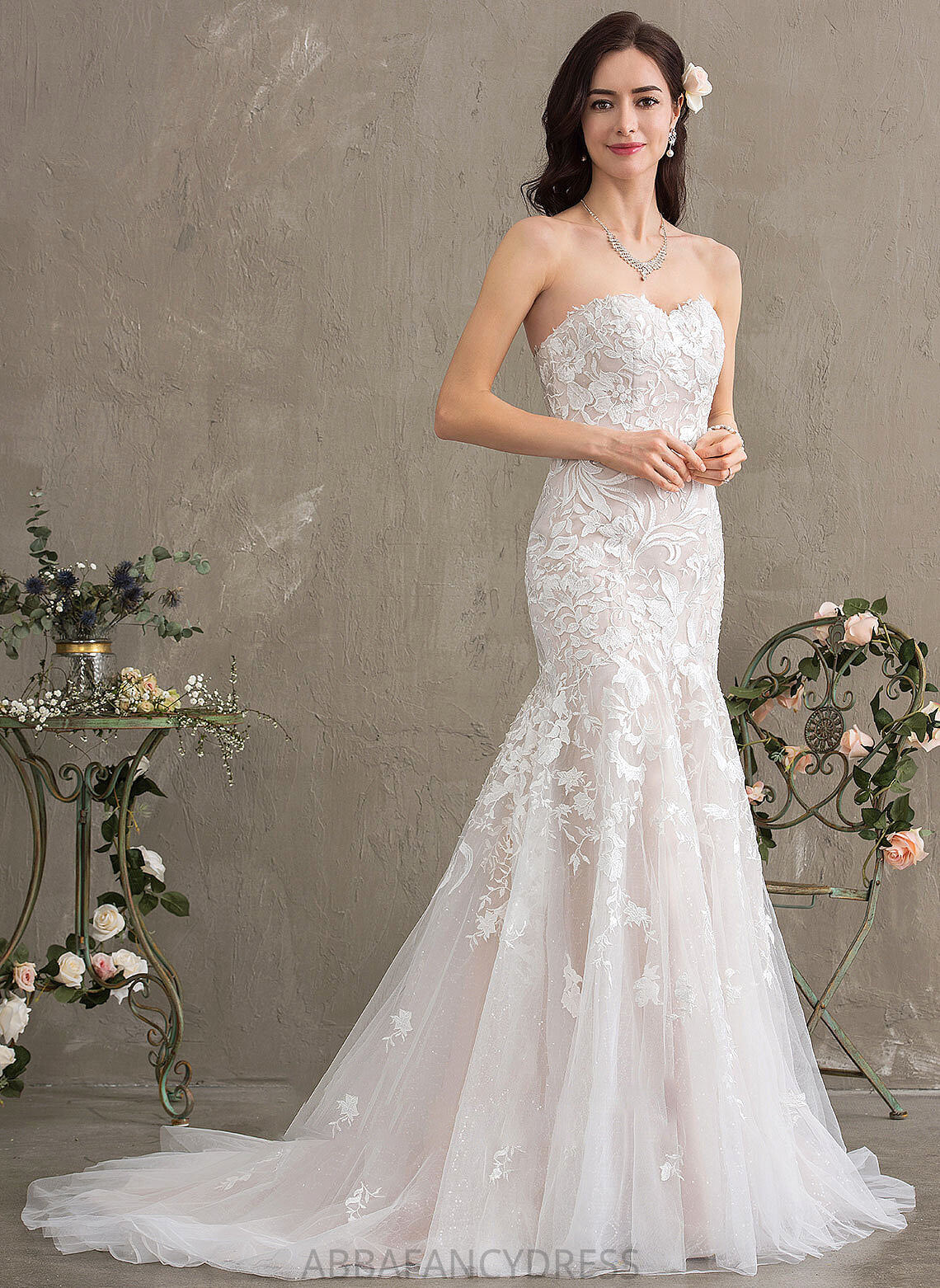 Train Wedding Dresses Emma Tulle Court Lace Trumpet/Mermaid Wedding Sweetheart Dress