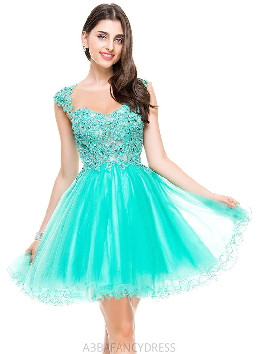 Sequins Homecoming Beading Appliques Lace Sweetheart Homecoming Dresses Dress Tulle With A-Line Short/Mini Elaina