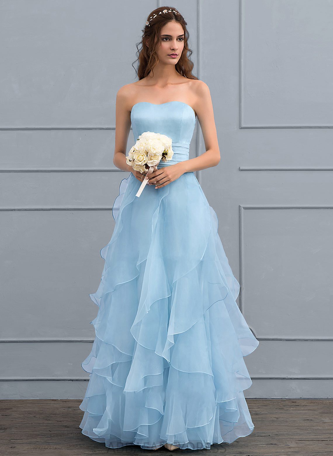 Dress Organza Aaliyah Ruffles With Floor-Length A-Line Cascading Wedding Wedding Dresses Sweetheart