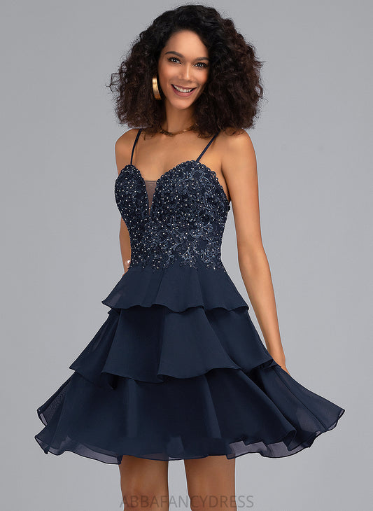 Homecoming A-Line Abbigail Beading With Chiffon Sequins Lace Short/Mini Homecoming Dresses Sweetheart Dress