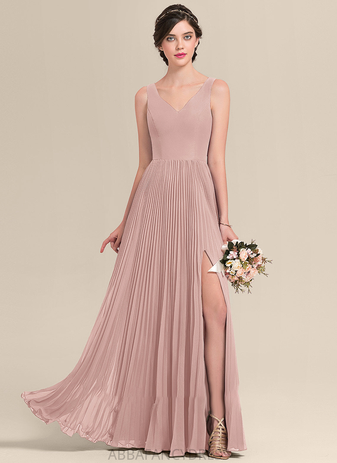 Fabric Silhouette Length A-Line Floor-Length SplitFront Embellishment Neckline Pleated V-neck Shiloh Sheath/Column