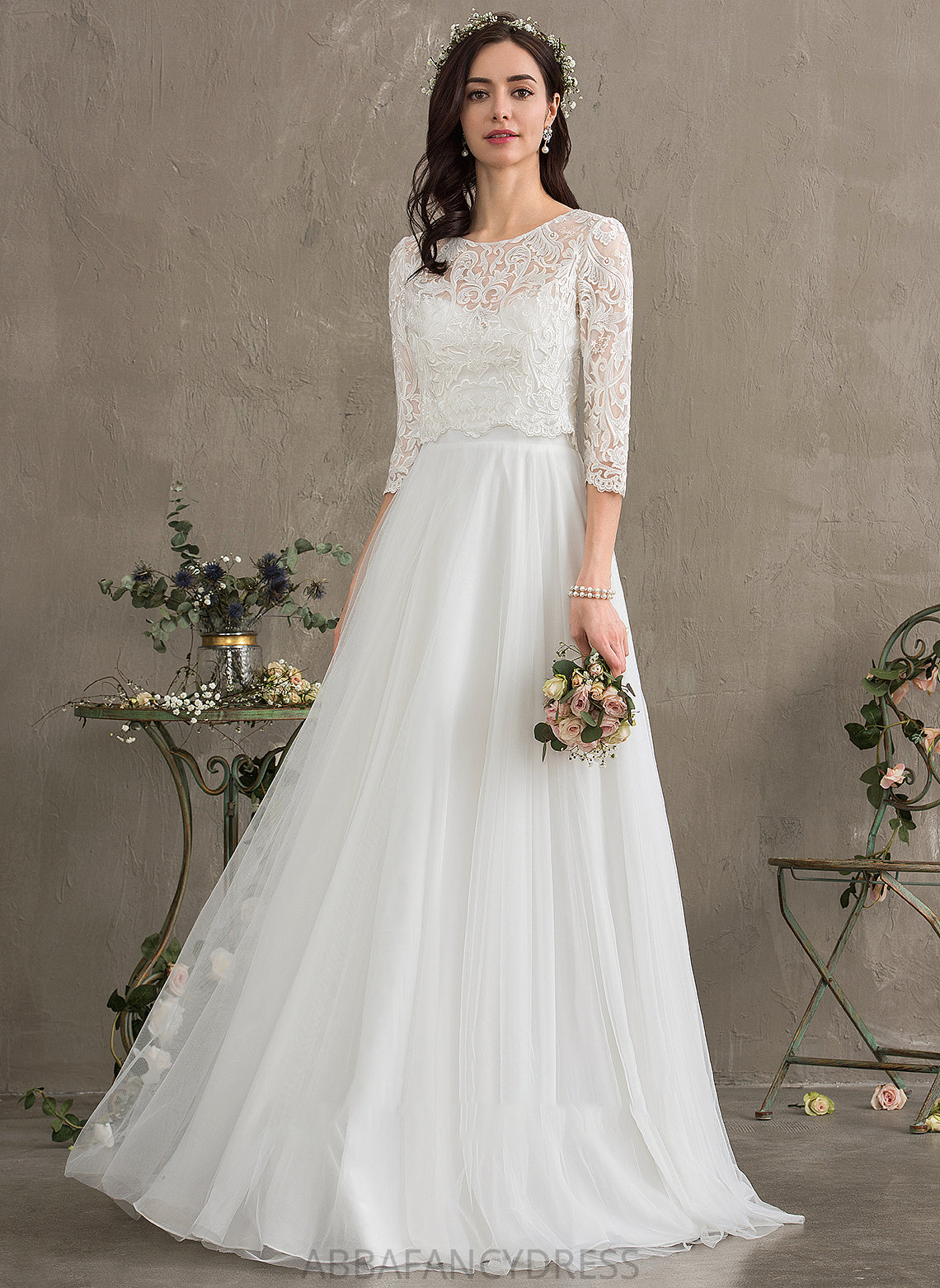 Wedding Floor-Length Tulle Dress A-Line Kirsten Wedding Dresses Sweetheart