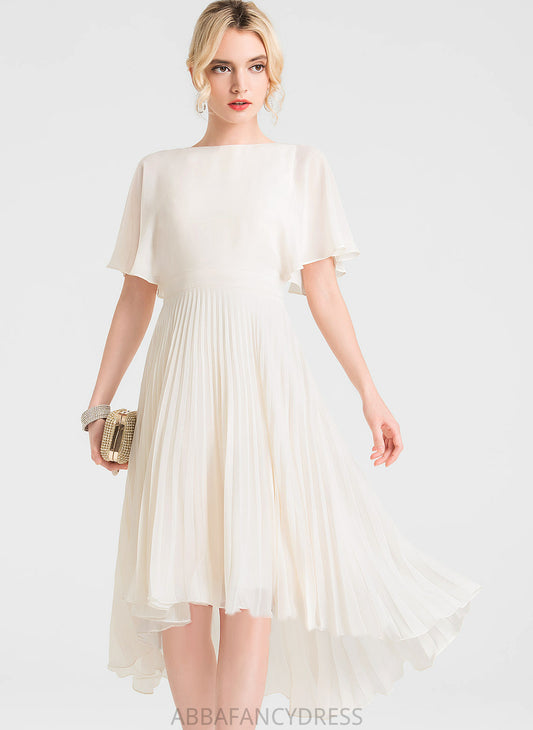 Wedding Dresses Pleated Scoop Chiffon Dress A-Line With Jaiden Asymmetrical Wedding