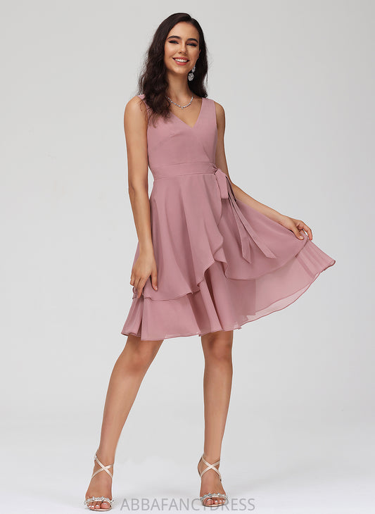 Short/Mini Homecoming Tatum Homecoming Dresses Dress A-Line With Ruffle Chiffon V-neck