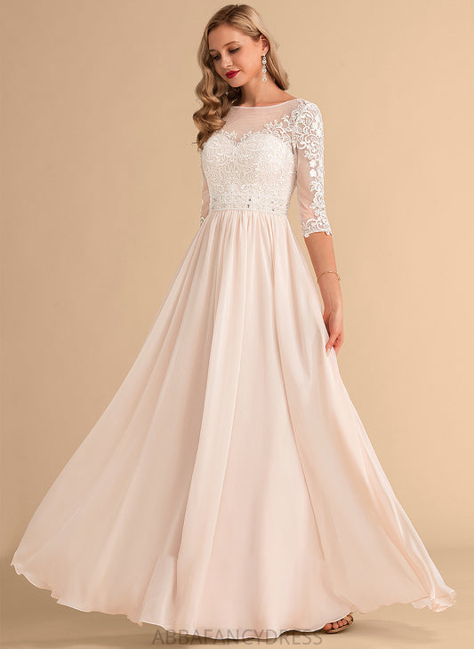 Chiffon Wedding Dresses Sequins Lace Dress Illusion With A-Line Nicole Beading Floor-Length Wedding