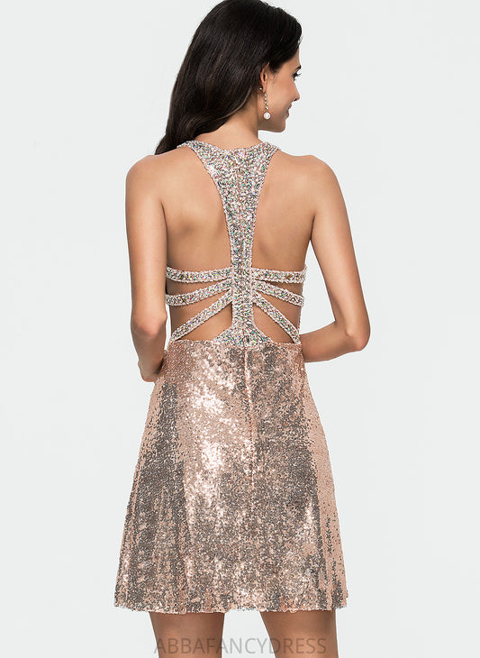 Homecoming Dresses Sequins With Dress A-Line Homecoming Short/Mini Neck Scoop Sequined Marilyn