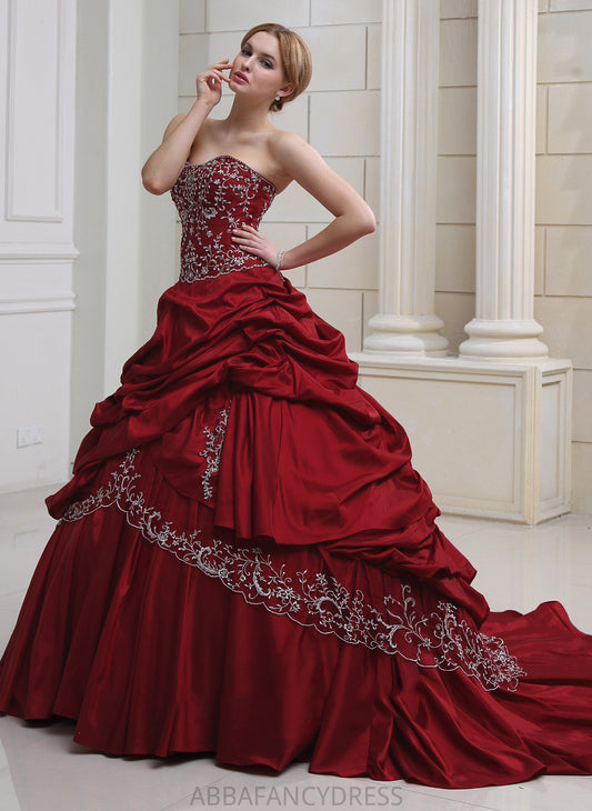 Dress Wedding Dresses Beading Train Wedding Royal With Ball-Gown/Princess Embroidered Sydnee Ruffle Taffeta Sweetheart