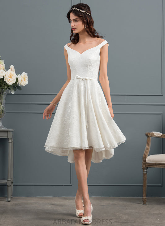 Cara Lace Bow(s) Wedding Asymmetrical With Wedding Dresses A-Line Dress