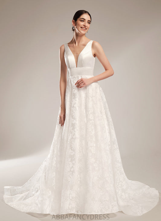 Wedding V-neck Dress Chapel Train Ball-Gown/Princess Carolina Wedding Dresses