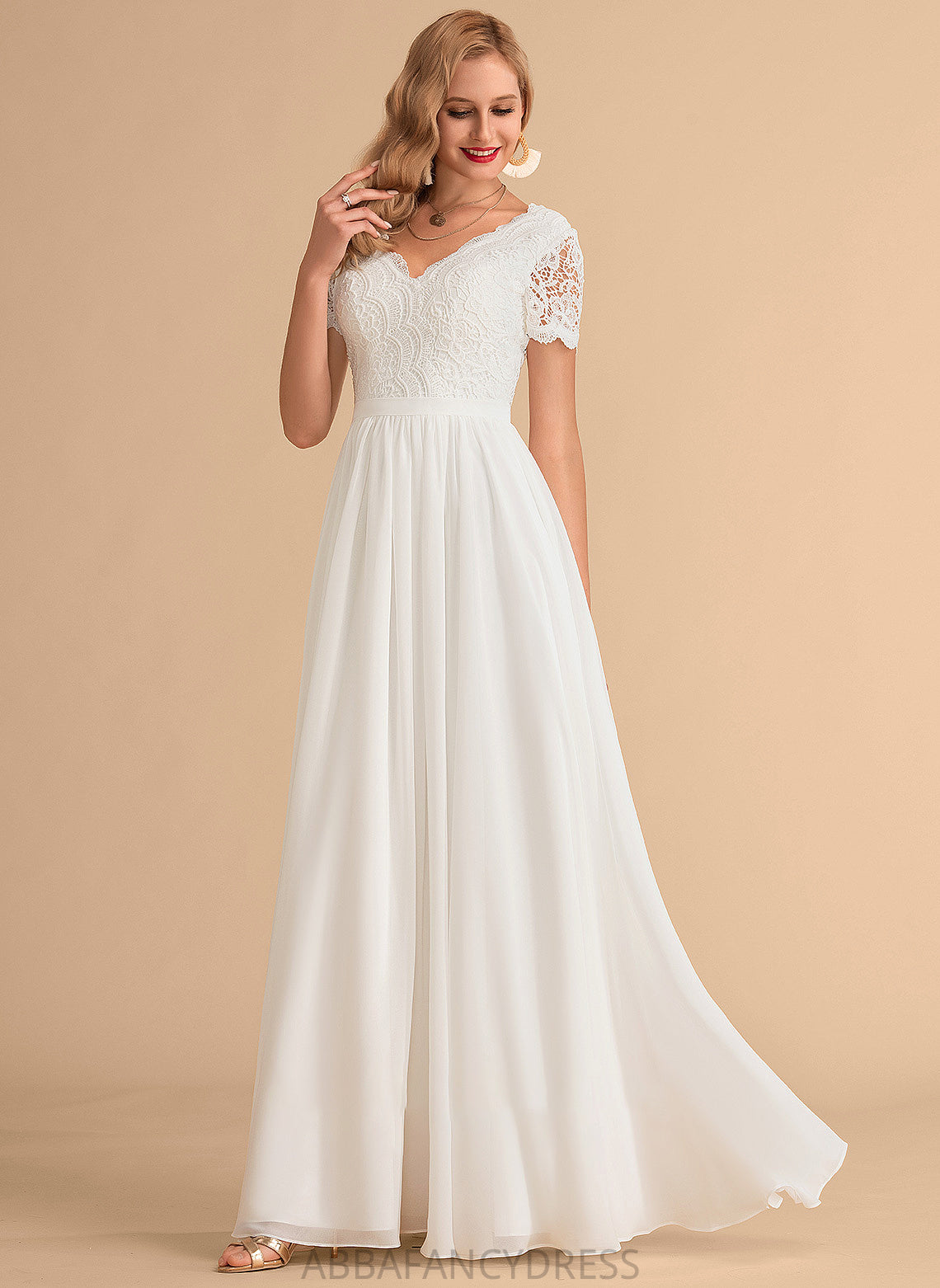 Wedding V-neck Alexandra Wedding Dresses Dress A-Line Lace Chiffon Floor-Length