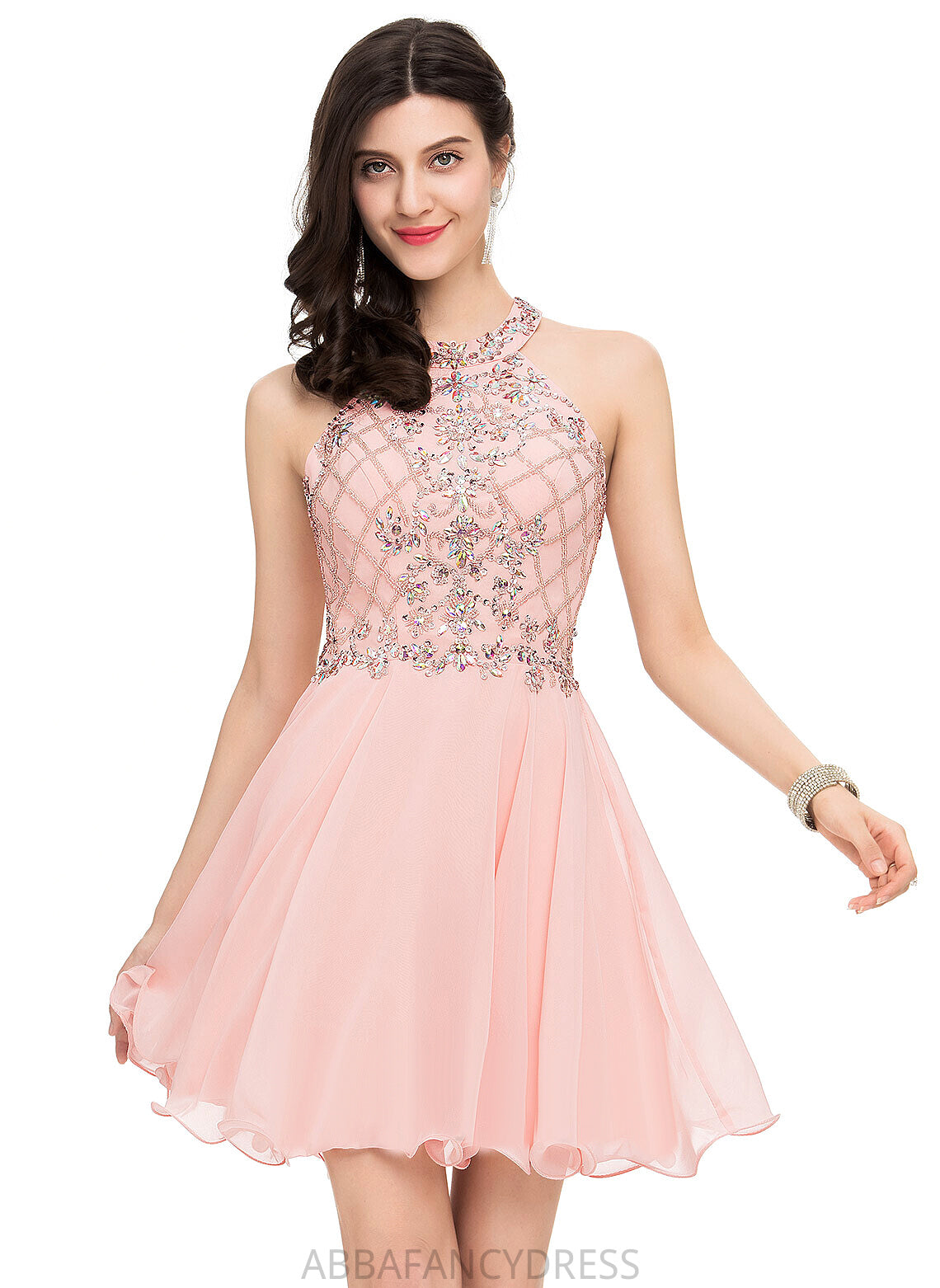 With A-Line Joselyn Homecoming Scoop Homecoming Dresses Dress Neck Beading Sequins Short/Mini Chiffon