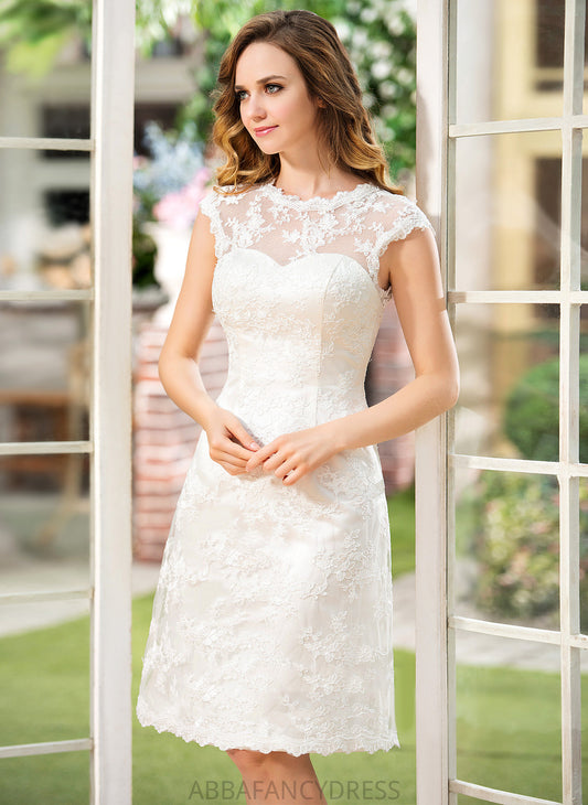 Dress Wedding Dresses Scoop Knee-Length Wedding Satin Neck A-Line Madeleine Lace