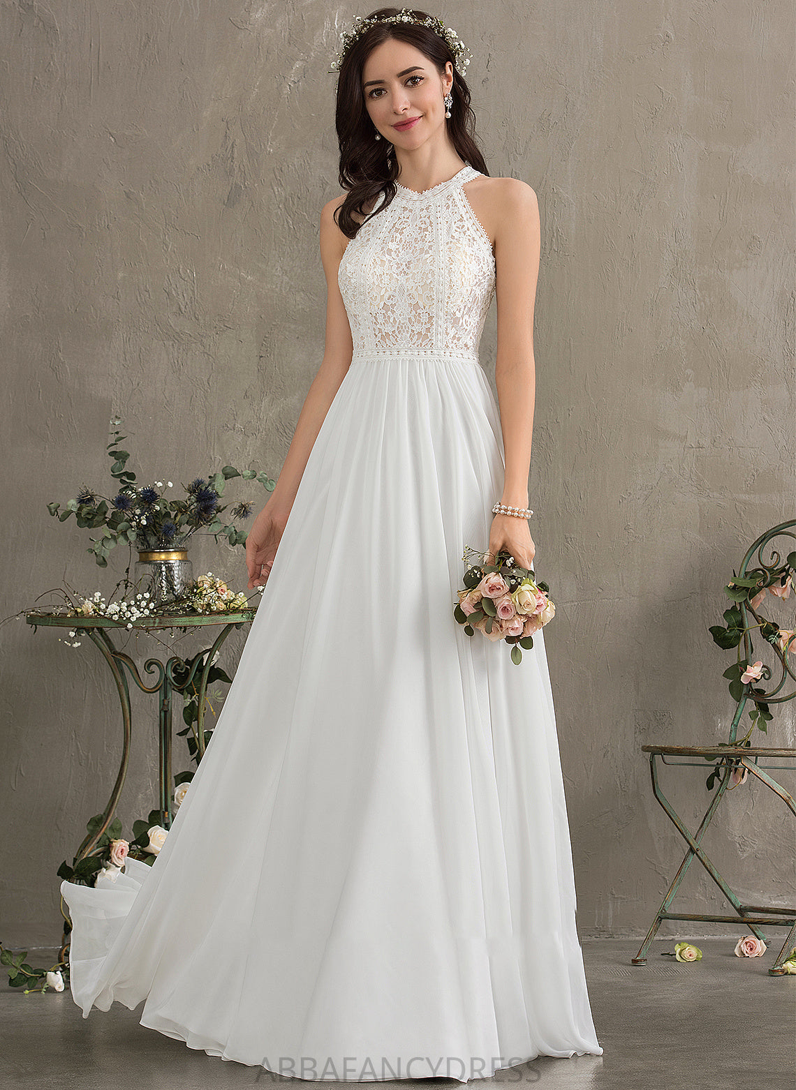 Dress A-Line Jennifer Chiffon Floor-Length Wedding Dresses Wedding Neck Scoop