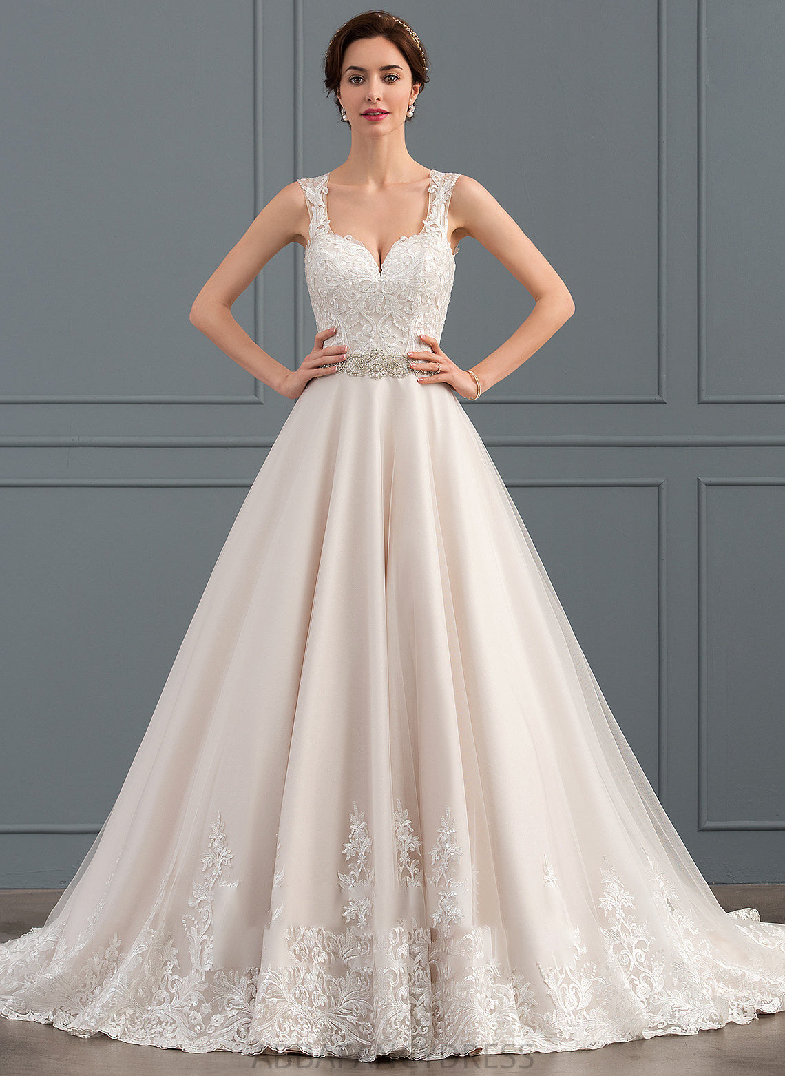 Ball-Gown/Princess Wedding Dresses Train Dress With Tulle Beading Wedding Lace Aliza Sweetheart Court