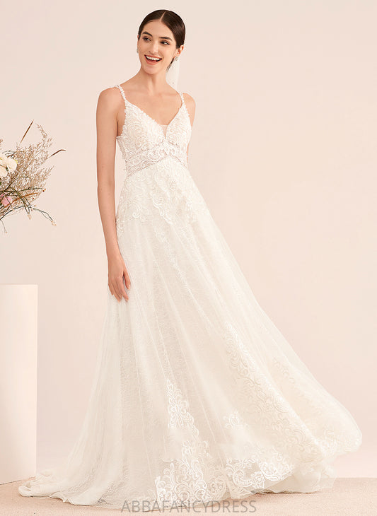 Train With Dress Wedding Dresses Court Mackenzie Wedding A-Line V-neck Beading