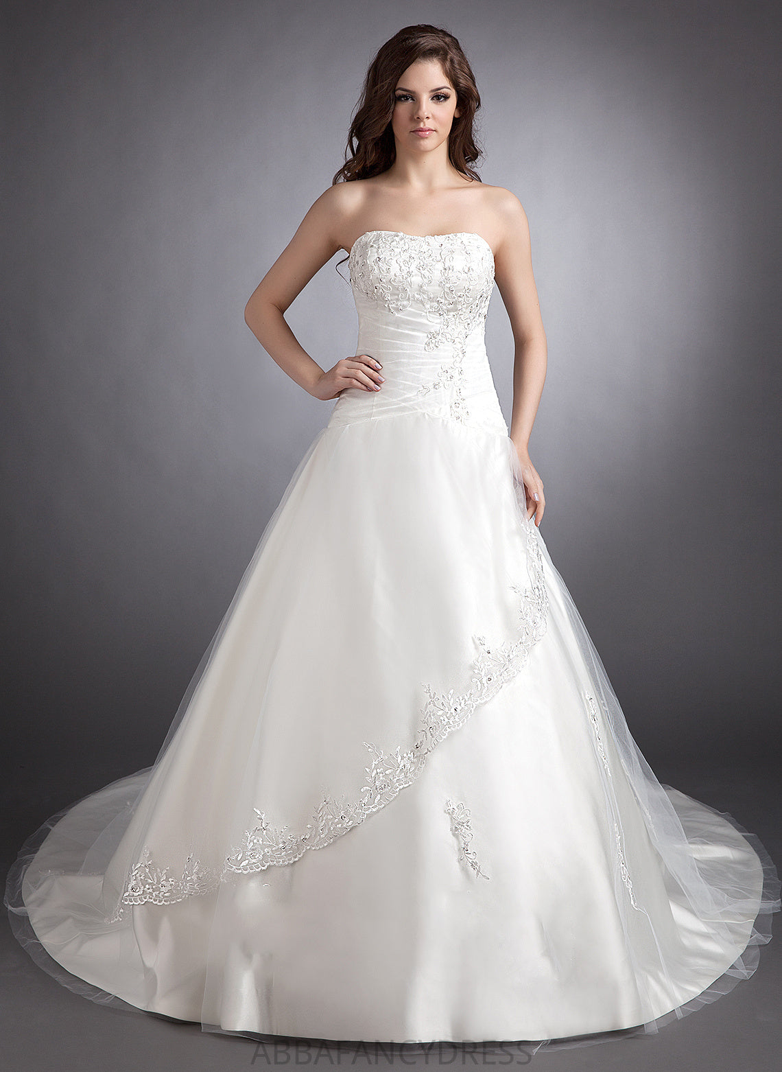 Chapel Sweetheart Dress Lace Cali With Train Wedding Beading Wedding Dresses Ball-Gown/Princess Satin