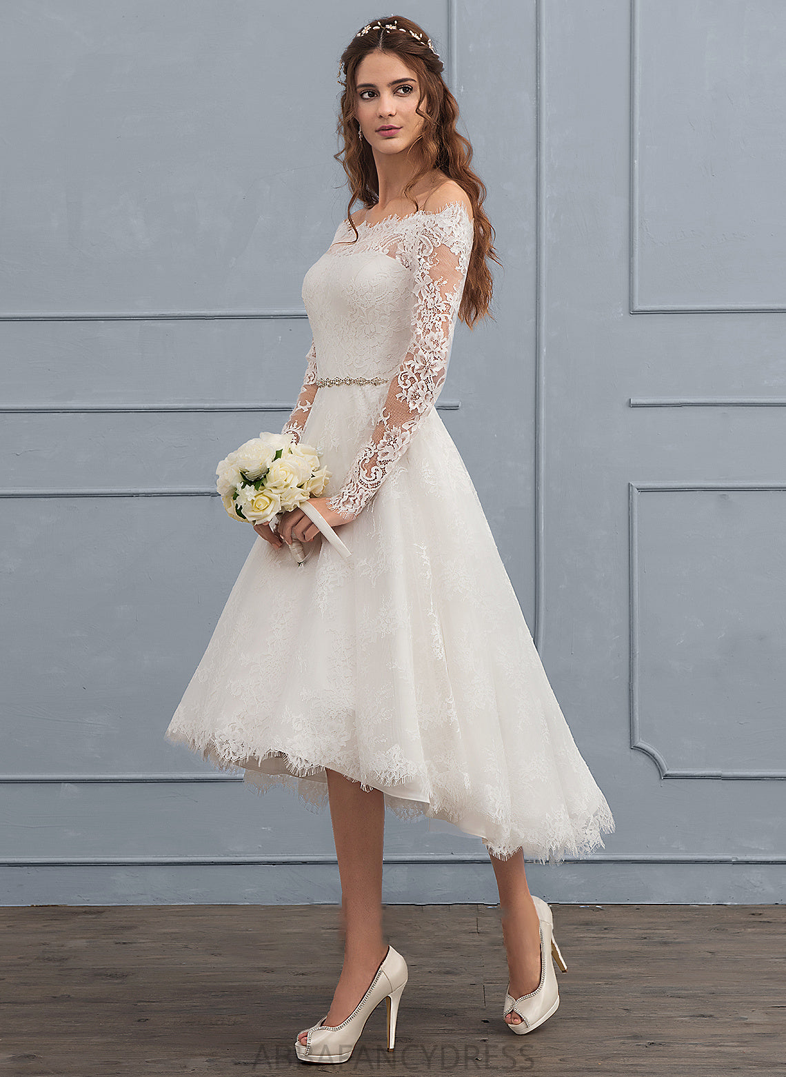 Wedding Dresses Wedding Dress Asymmetrical Lace A-Line Beading With Ina