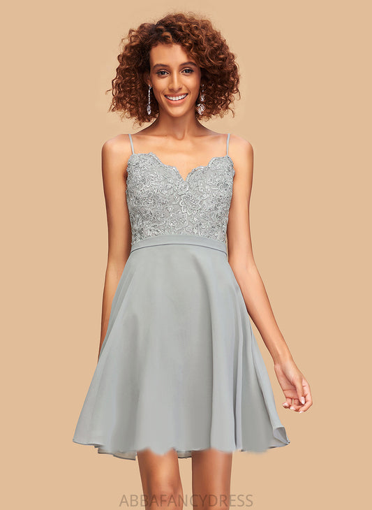 Short/Mini Lace Mildred V-neck Chiffon Homecoming Dresses Homecoming Beading With Dress A-Line