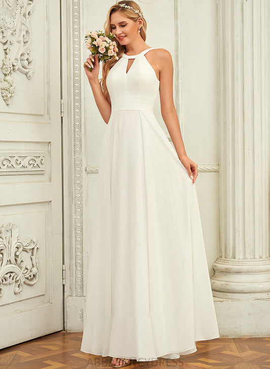 Chiffon Floor-Length A-Line Wedding Neck Dress Wedding Dresses Daniella Scoop