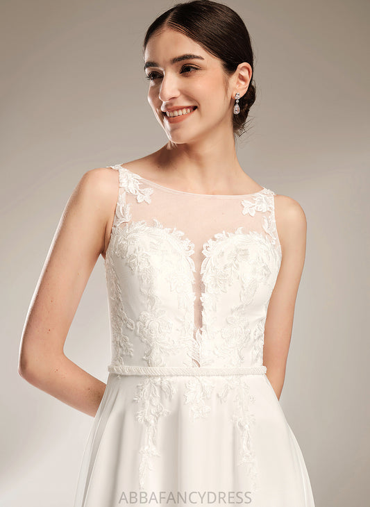 Kaia Train A-Line Sweep Wedding Sequins Illusion Wedding Dresses Chiffon With Dress Lace