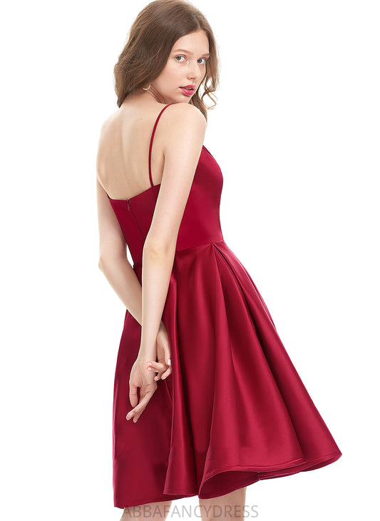 A-Line Homecoming Dresses Dress Samantha Knee-Length Homecoming V-neck Satin