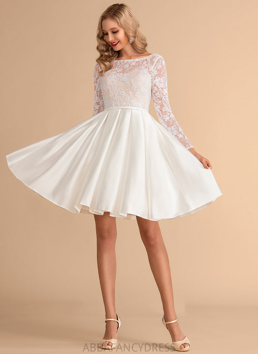 Wedding Dresses Scoop Dress Wedding Ball-Gown/Princess Lace Neck Hailie Satin Knee-Length